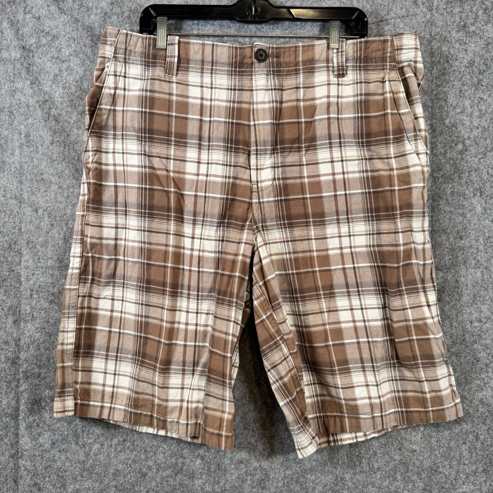 Y2K Aeropostale Brown Plaid Shorts Mens 36 Chino Bermuda Preppy Skater Hipster